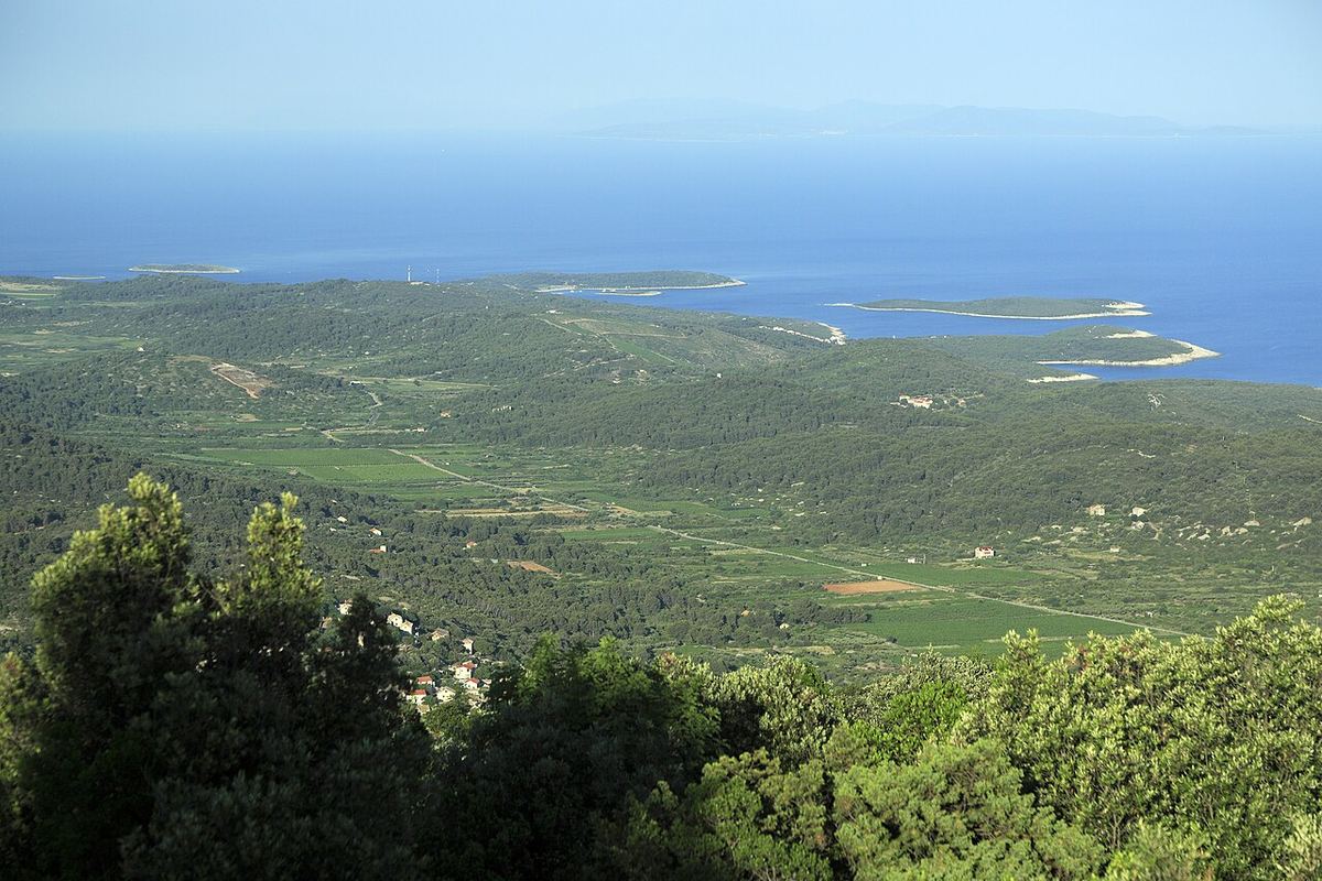 Pogled na zelenu južnu obalu otoka Visa i otvoreno more